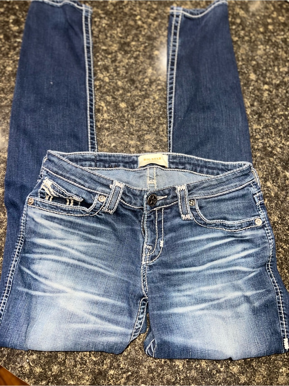 Big Star Women's Faded Blue Skinny Jeans with Whisker Detailing